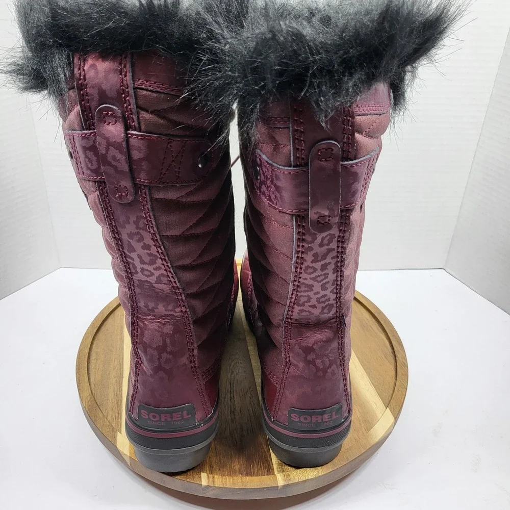 Sorel Women's‎ Tofino II Boots 7 Burgundy Leopard Waterproof Winter Snow NL3072